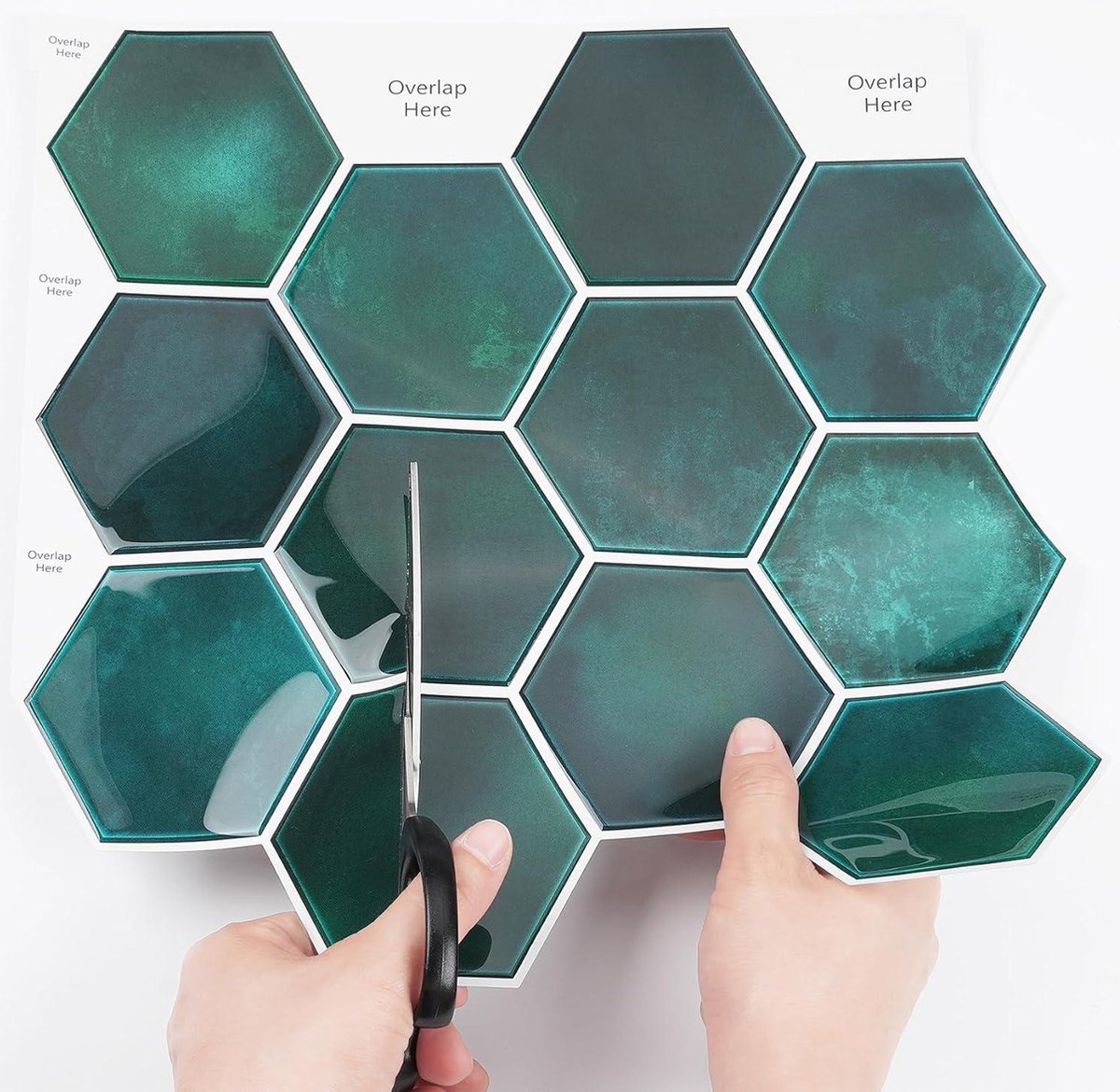 Badkamer Marmer Zelfklevende Tegelstickers - Groen Waterdicht - Keukenmuur Galaxy Zeshoekige Muurtegel - 30.5x30.5CM 4 Stuks