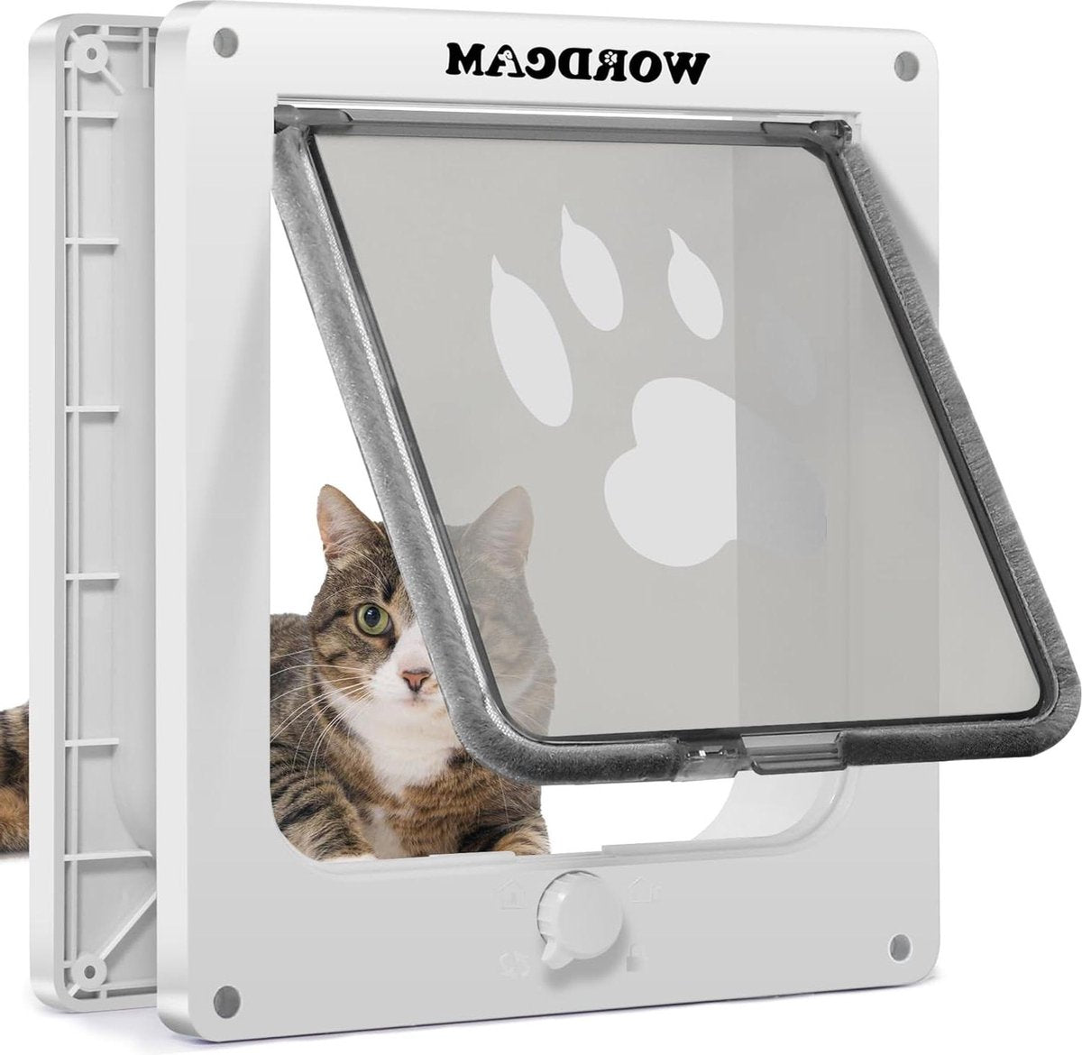 Cat Flap - Large Cat Door Flap - Thick Cat Door for Interior and Exterior Doors - 4-Way Locking - Indoor Pets - Up to 20 lbs - Easy Installation - Weatherproof (White)
