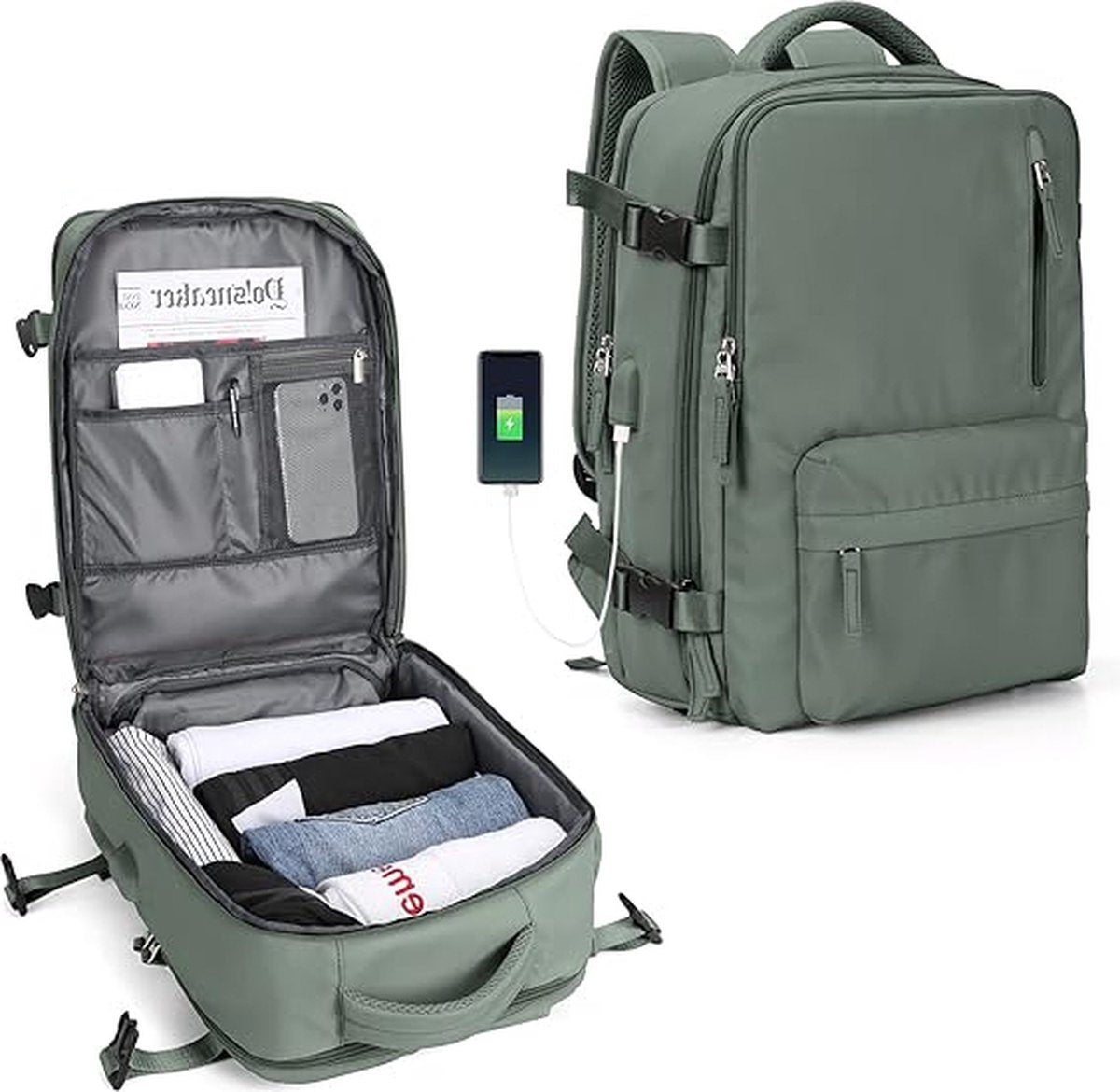 Carry-on 40x20x25 handbagage Tas onder de stoel Easyjet 45x36x20 handbagage Dames Laptop Rugzak met USB-uitgang Wandelrugzak Waterdicht Heren