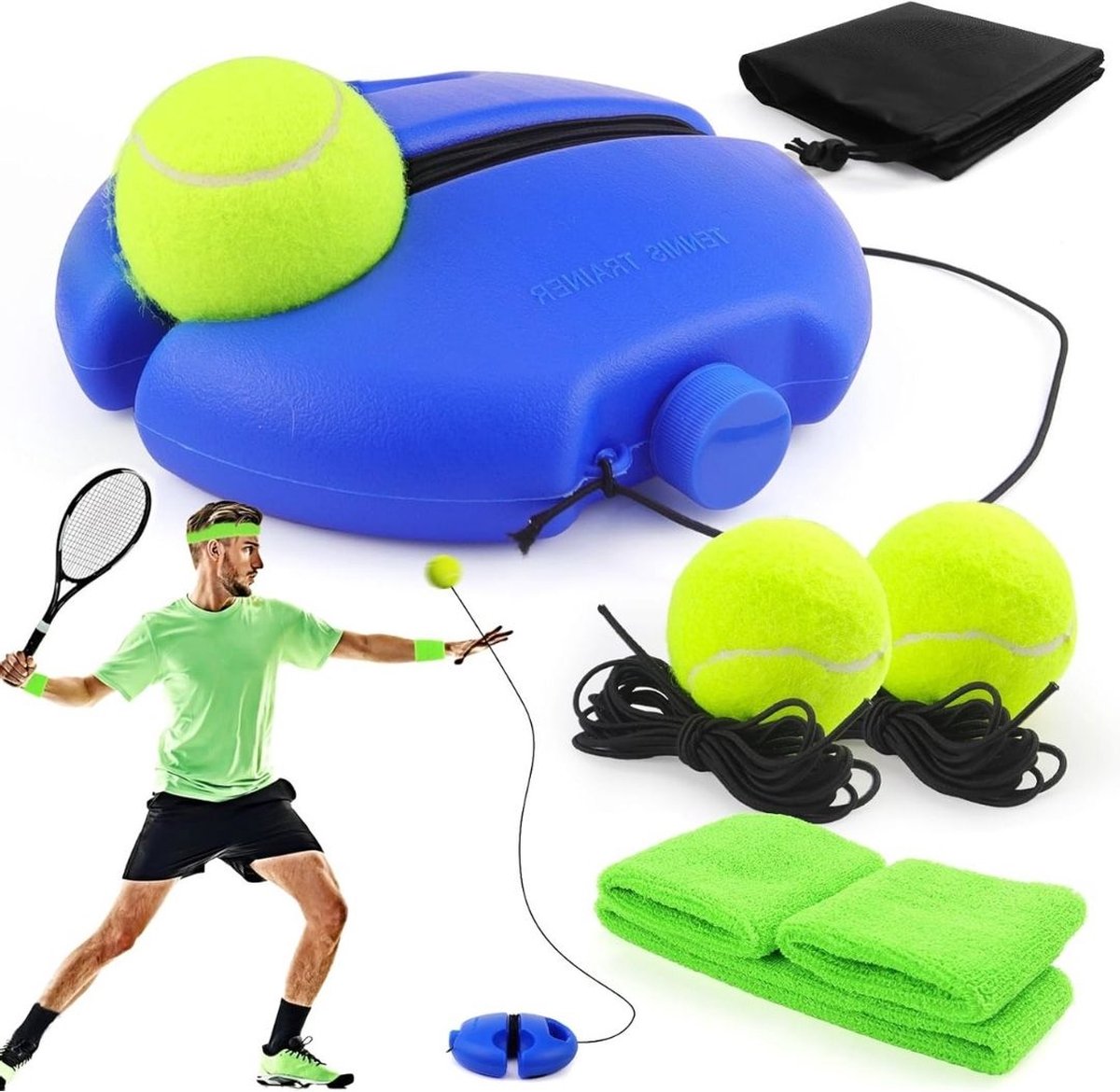 Tennispaal - Swingball - Tennispaal Met 2 Ballen - Tennispaal Swingbal - Tennispaal Kinderen En Volwassenen – Tennistrainer – Voor In de Tuin - Oefening