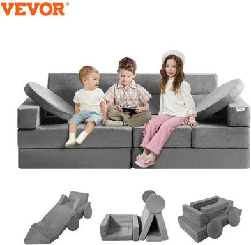 RoxanaÂ® Bank - Kinderbank - Speelbank - Foam/Sponge - Grijs - Geometrische Vormen - Play Couch Kids