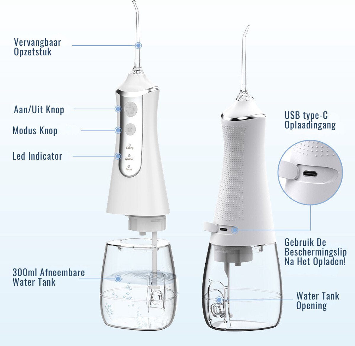 YHS WaterFlosser - Draadloos - 5 Opzetstukken - Monddouche - Elektrisch Flosapparaat - Water Pik - Elektrische Tandenstoker - Duurzaam - Hoge Druk Flossen - Zwart