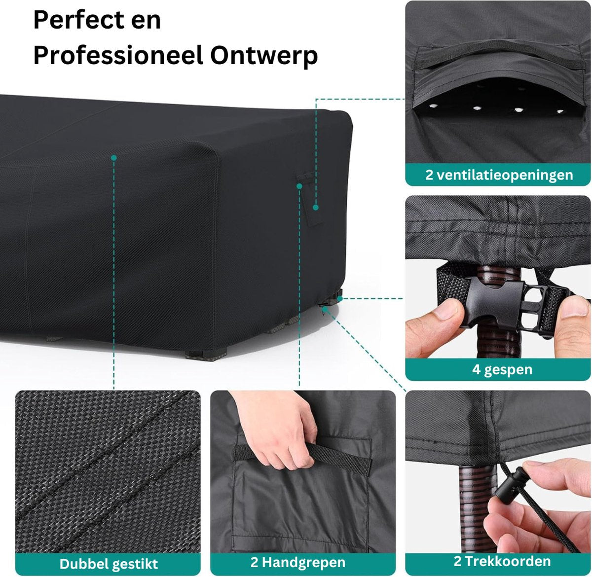 Tuinmeubelhoezen - 220x220x90 cm - Waterdicht - 600D Oxford Stof - Afdekhoes - UV-bestendig - Loungesethoes - Beschermhoes - Afdekzeil - Tuinsethoes - Tuinmeubelhoes - Zwart