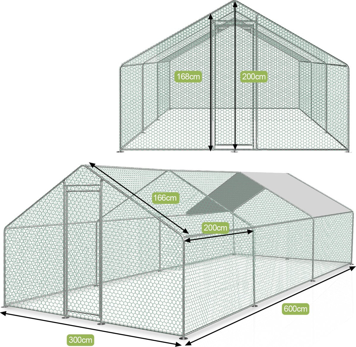 kippenren kippenhok buitenverblijf 3x6x2 m
