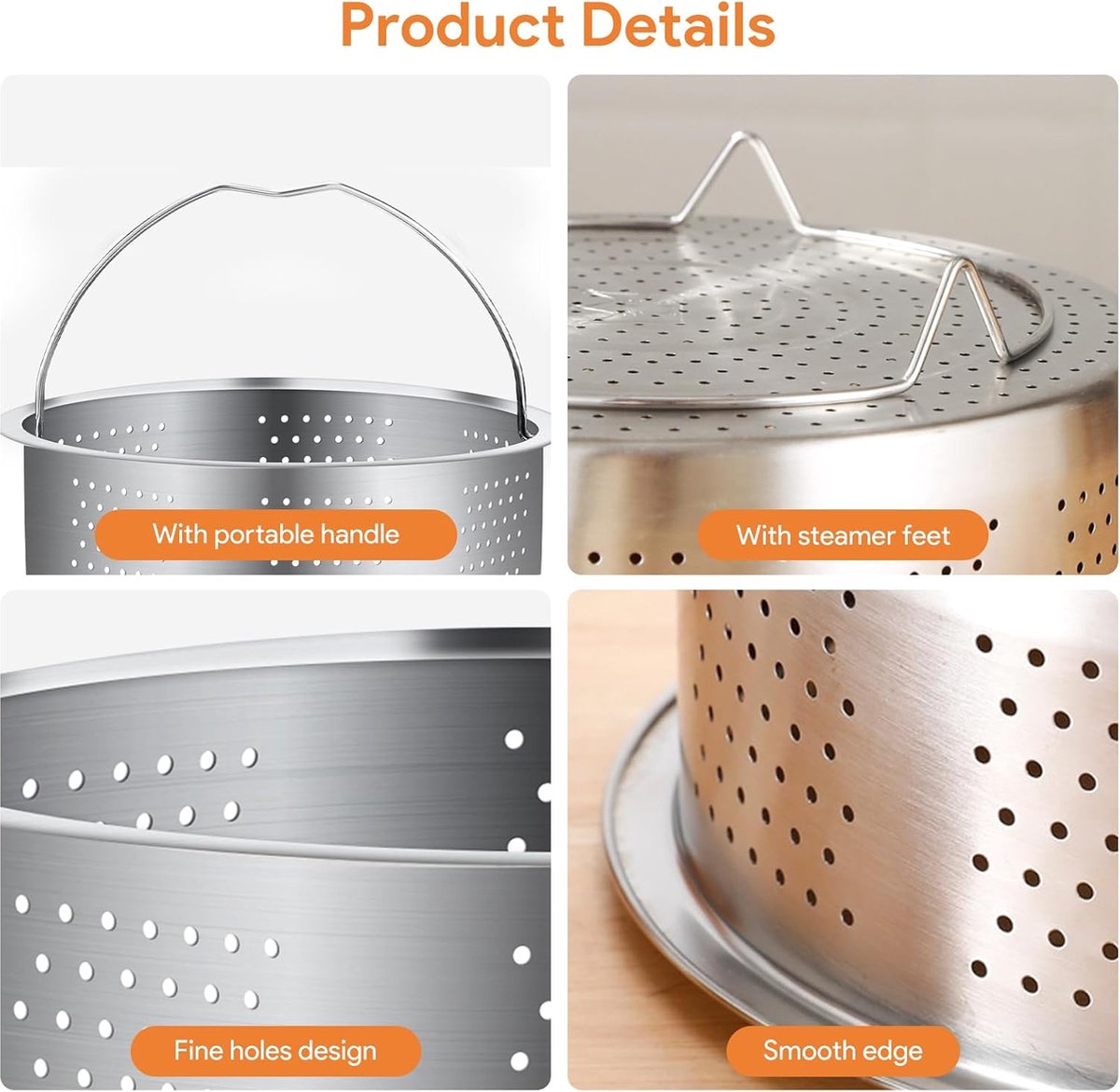 Versatile Stainless Steel Steamer Insert for Various Cooking Applications in the Kitchen - 20cm