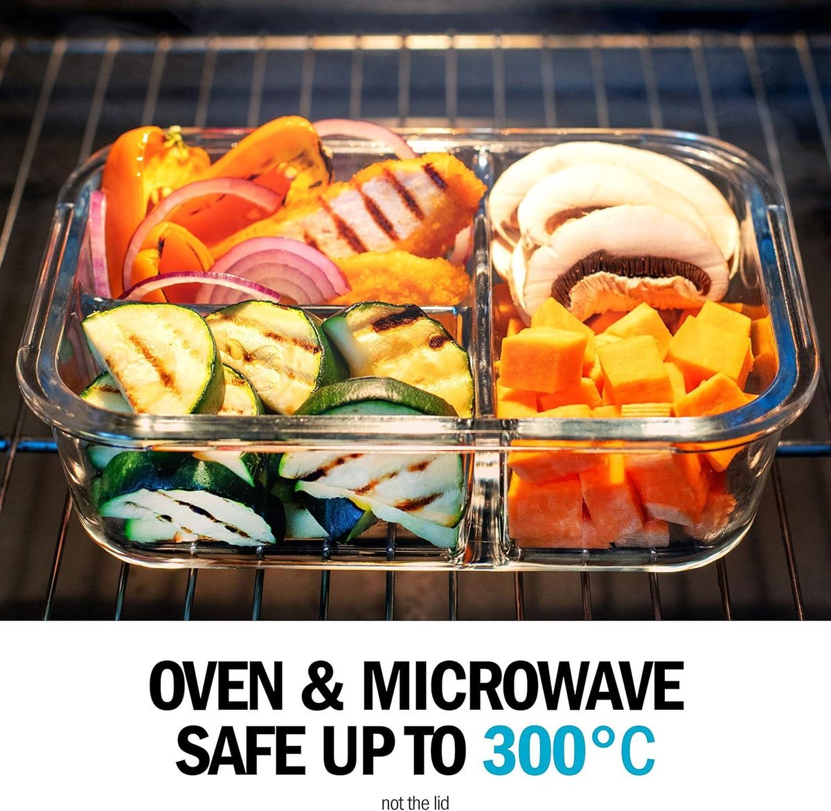 Glass Meal Prep Containers - 3 Compartments - Airtight Snap Lids - BPA Free - Microwave Freezer Dishwasher Safe - Portion Control - Food Storage Container - Set of 3 Meal Prep Containers