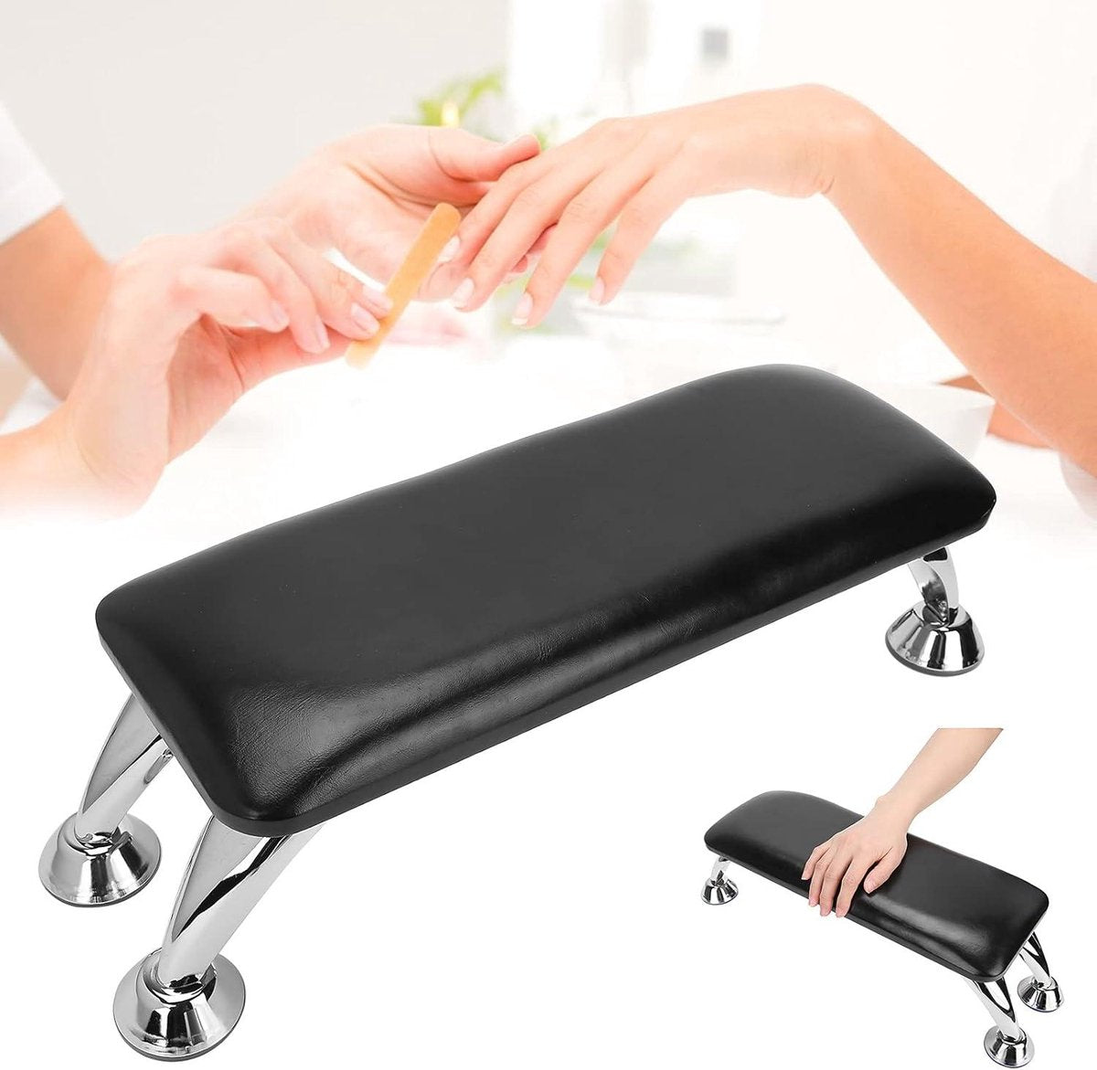Handkussen voor Nagelkunst - Manicure Armsteun Kussen met Roestvrijstalen Ondersteuning - PU Leer Handsteun Kussen - Voor Nagelsalon