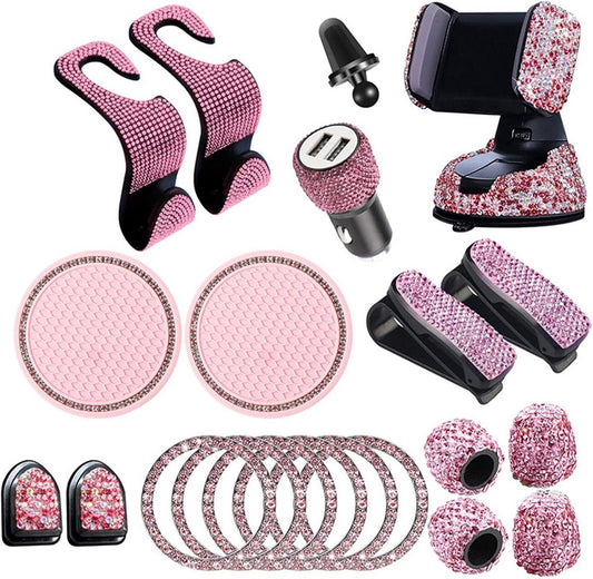Bling Auto-accessoires Interieur - 20 Stuks voor Vrouwen - Glitter Telefoonhouder - Ontstekingsring - Autohaak Auto Accessoires