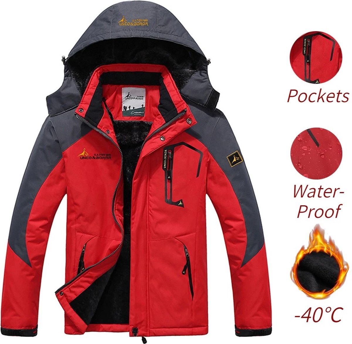 SPARK JOYÂ® - Winter Parka Mannen - Winterjas Heren - Winddicht - Maat L - Rood