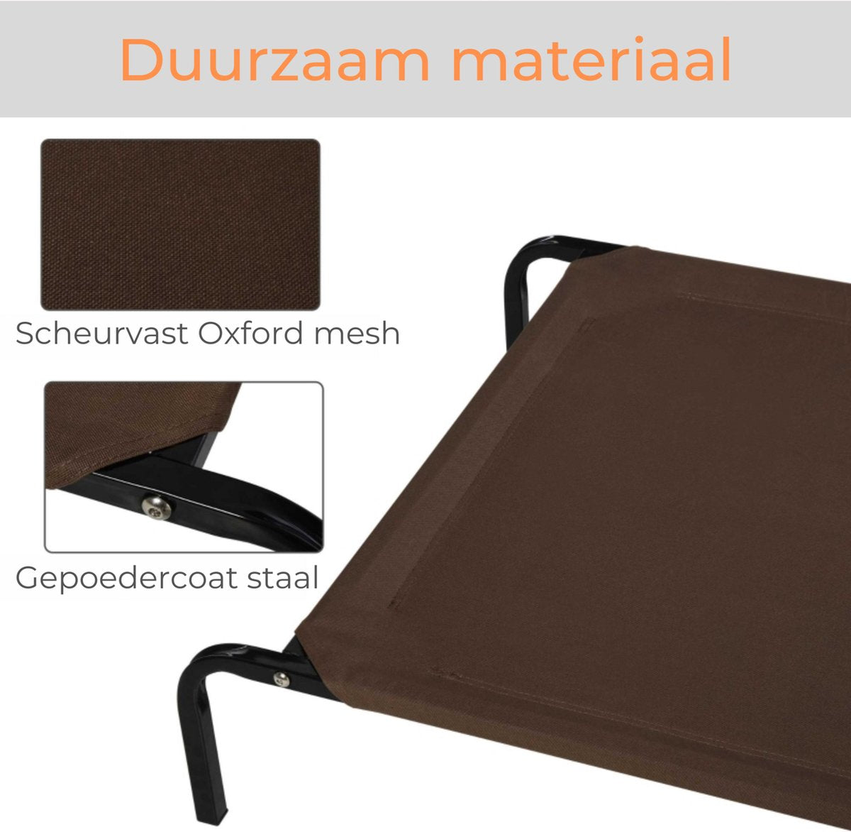 Dog bed - Dog stretcher - Dog recliner - Includes 2 cover sheets - XL - 110x68cm - Grey and Coffee