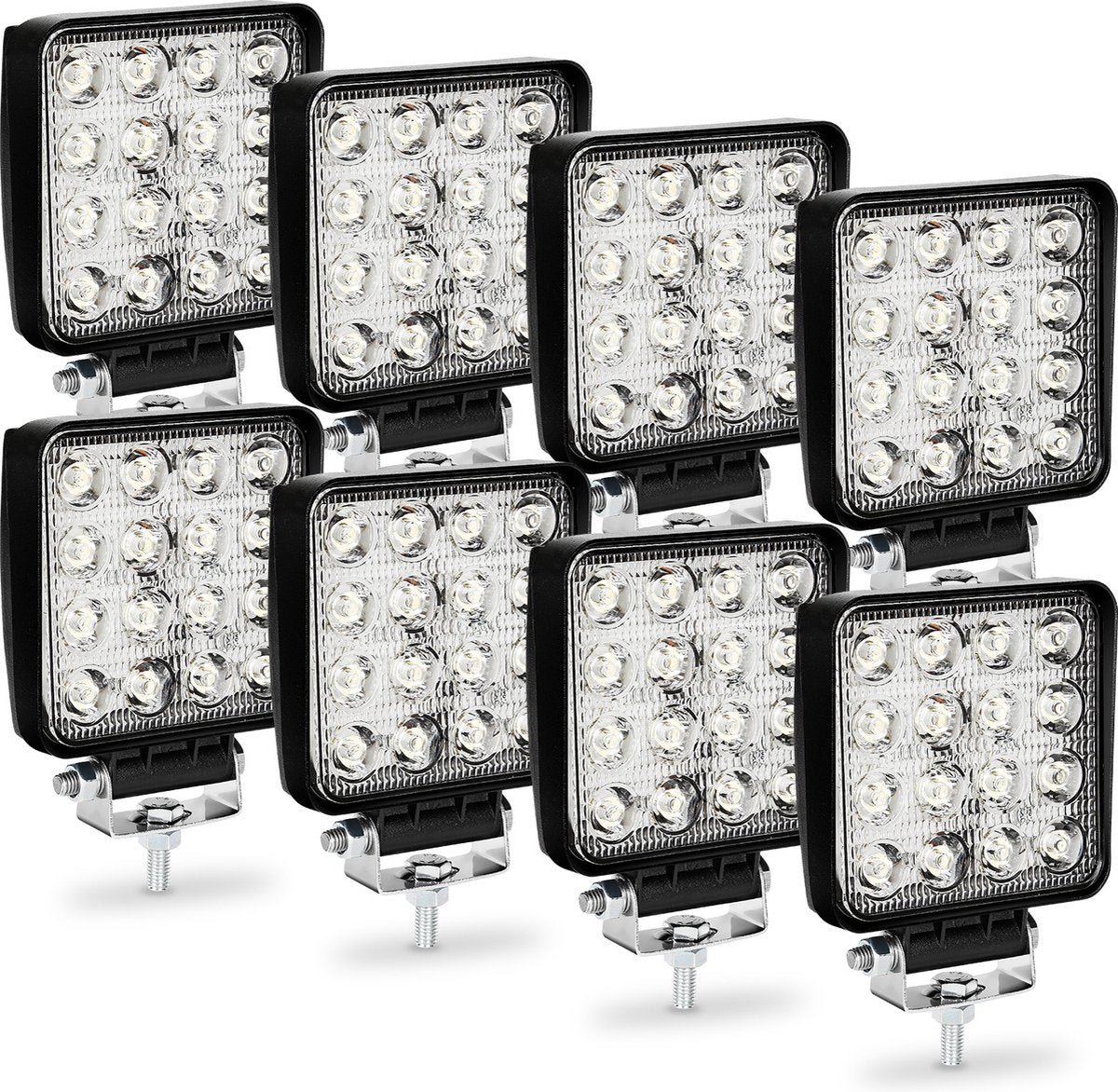 8x Led werklamp 48 Watt - Werklamp - werkverlichting - veel licht - auto - bus - achteruitrijverlichting - extra led koplamp voor offroad 12 V 24 V koplamp IP67-waterdicht, achteruitrijlicht voor tractor, auto graafmachine, SUV, UTV, ATV