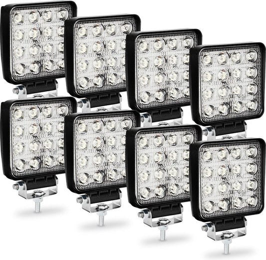 8x Led werklamp 48 Watt - Werklamp - werkverlichting - veel licht - auto - bus - achteruitrijverlichting - extra led koplamp voor offroad 12 V 24 V koplamp IP67-waterdicht, achteruitrijlicht voor tractor, auto graafmachine, SUV, UTV, ATV