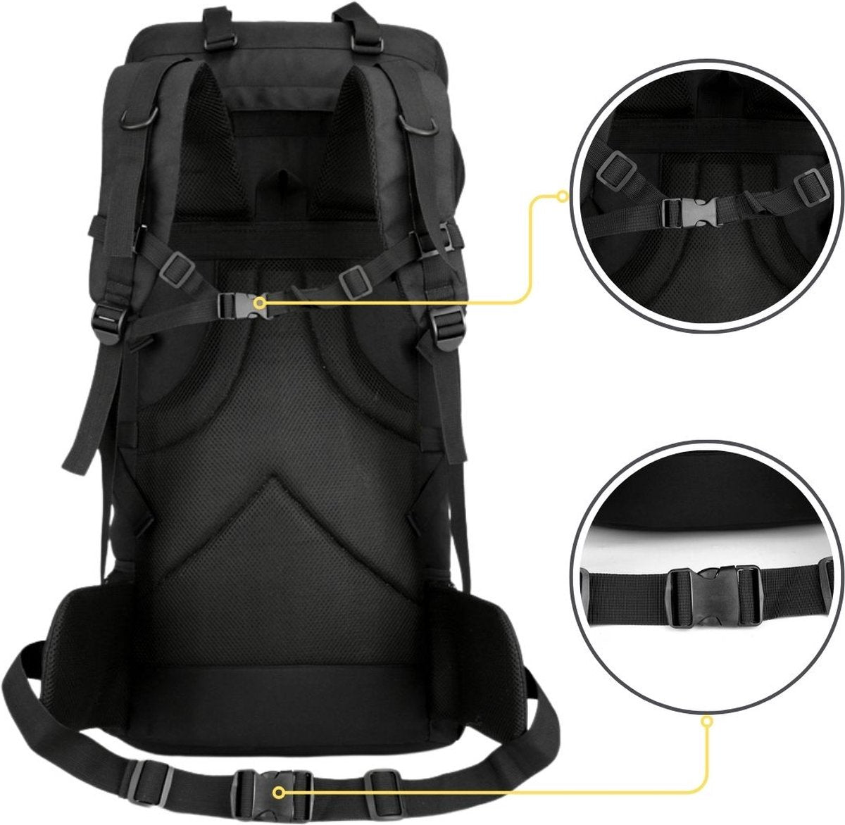 Mauritania® – 2-in-1 Wandelrugzak – 70L tot 100L – Kamperen – Nylon – Outdoor Wandelrugzak – Ingebouwde Regenhoes – Reflecterend – Grote XL – Rugzak Organizer