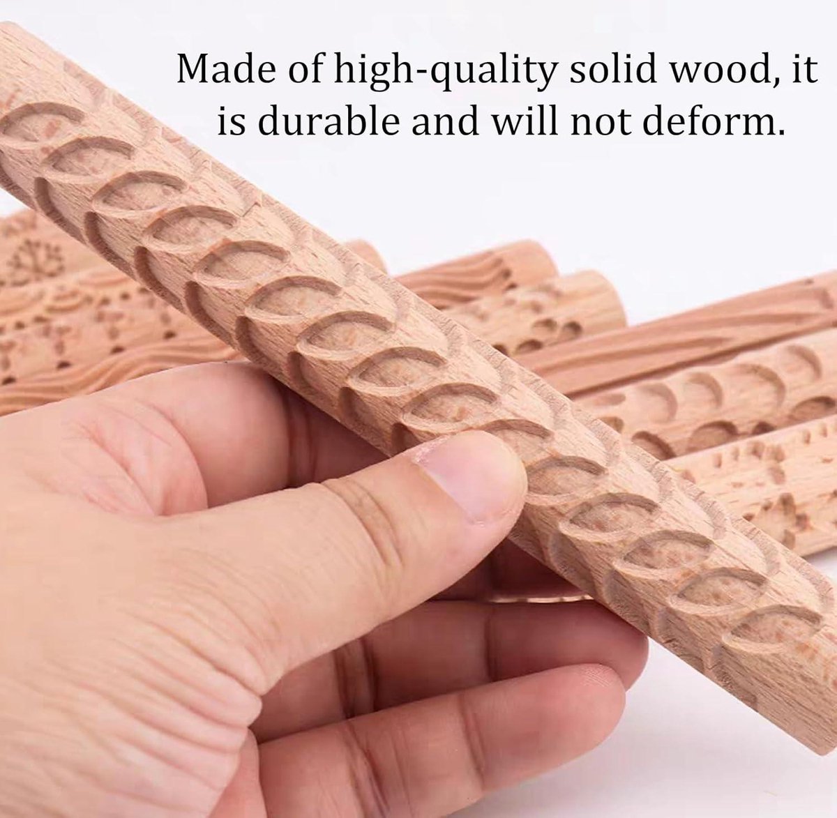 Styles Klei Modellering Patroon Rollen Houten Textuur Rollers - Handgemaakte Klei Deegroller - Geweven Hand Roller - Aardewerk Gereedschap - DIY Craft (Type 2)