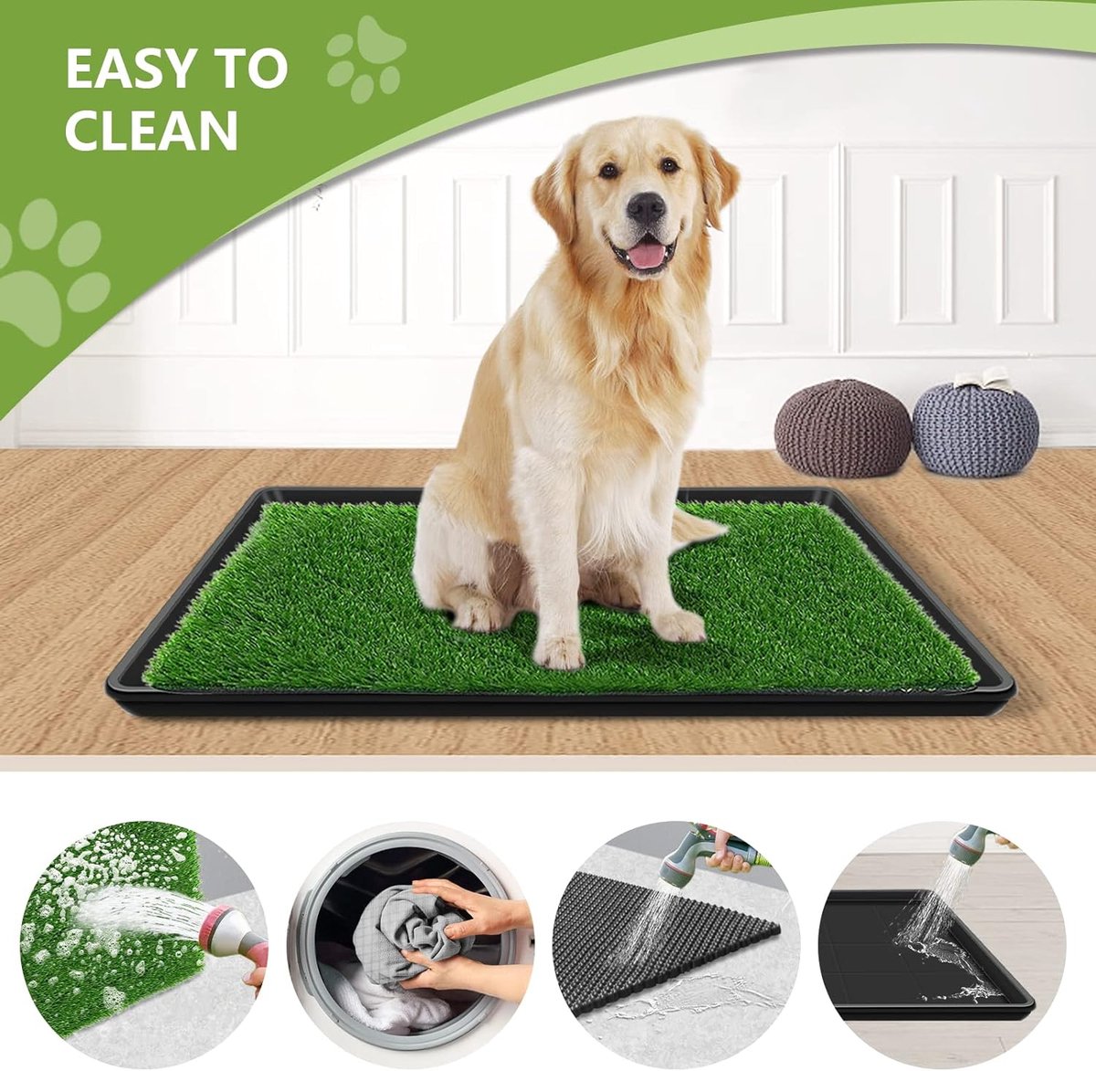 Extra Large Artificial Grass Dog Potty System with Replaceable Mat and Leak-Proof Tray for Indoor and Outdoor Use