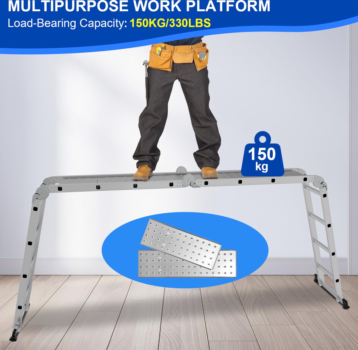 Vouwladder Multifunctionele ladder 4x5 Telescoopladder Verlengladder Leunladder Aluminium ladder