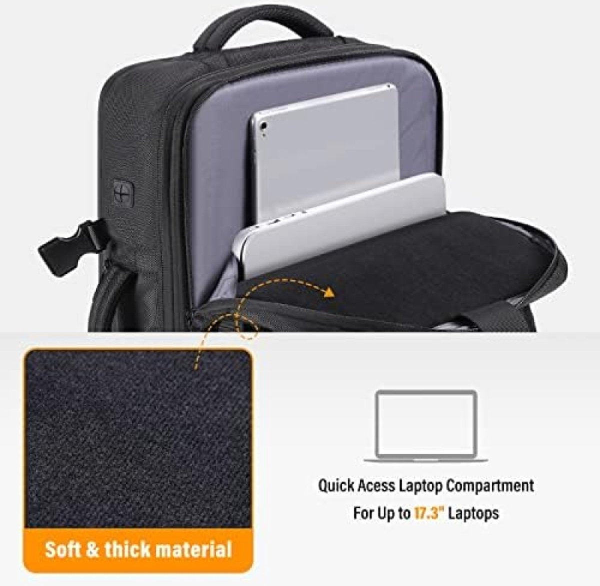 Handbagage, reisrugzak, uitbreidbare rugzak, 38 tot 50 liter, 17,3 inch laptoprugzak, heren, dames, handbagage, vliegtuig, opvouwbare reistas, rugzak, grote reistas, X-Large, Vakantie