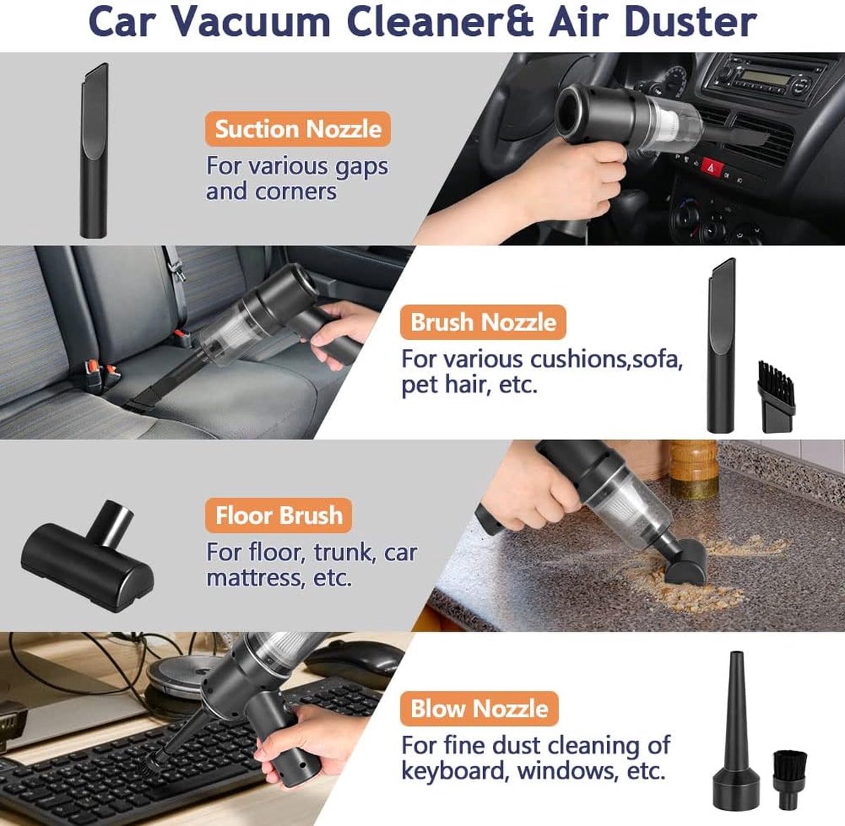 Autostofzuiger - Draadloos - Car - Accessoires - Vacuum - Handheld