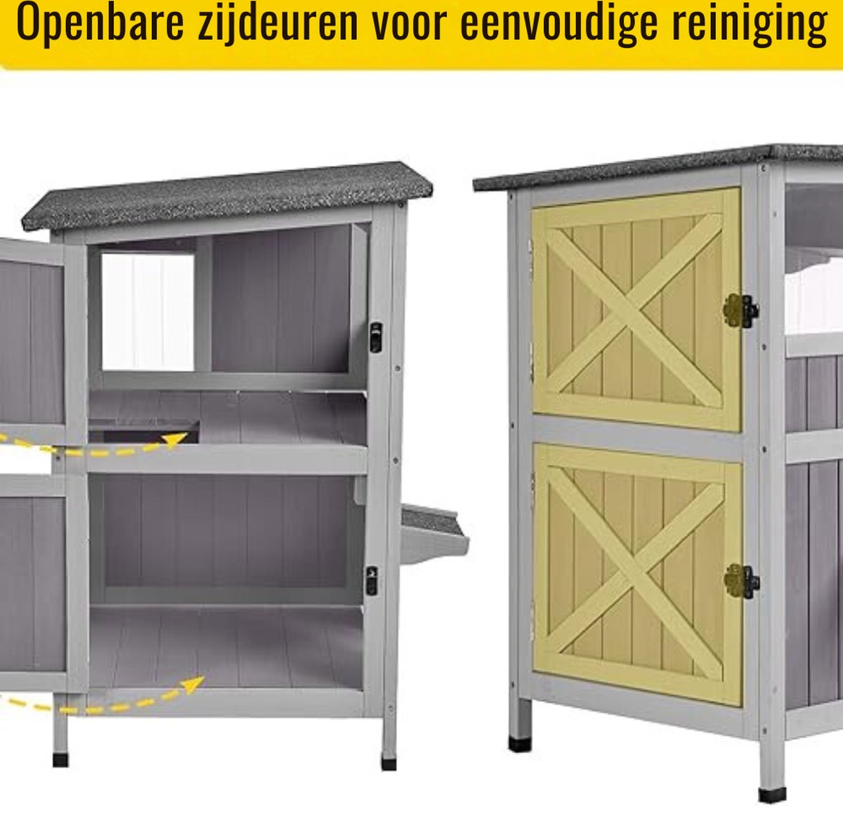 Outdoor Cat House - Litter Box Enclosure - Cat Cabinet for Indoor Use - Cat Kennel - Rabbit Hutch - 2-Story - 57 x 55 x 86 cm - Pine Wood - Grey
