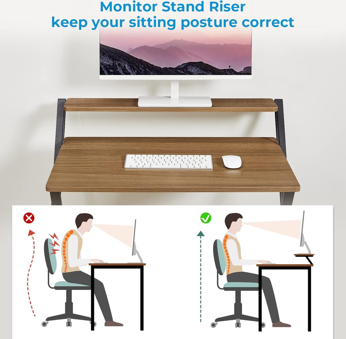 GreenForest Kleine Opvouwbare Computertafel met Plank, Geen Montage Vereist, 75 x 52 cm Bureau voor Thuiskantoor, Kleine Werktafel, Bruin