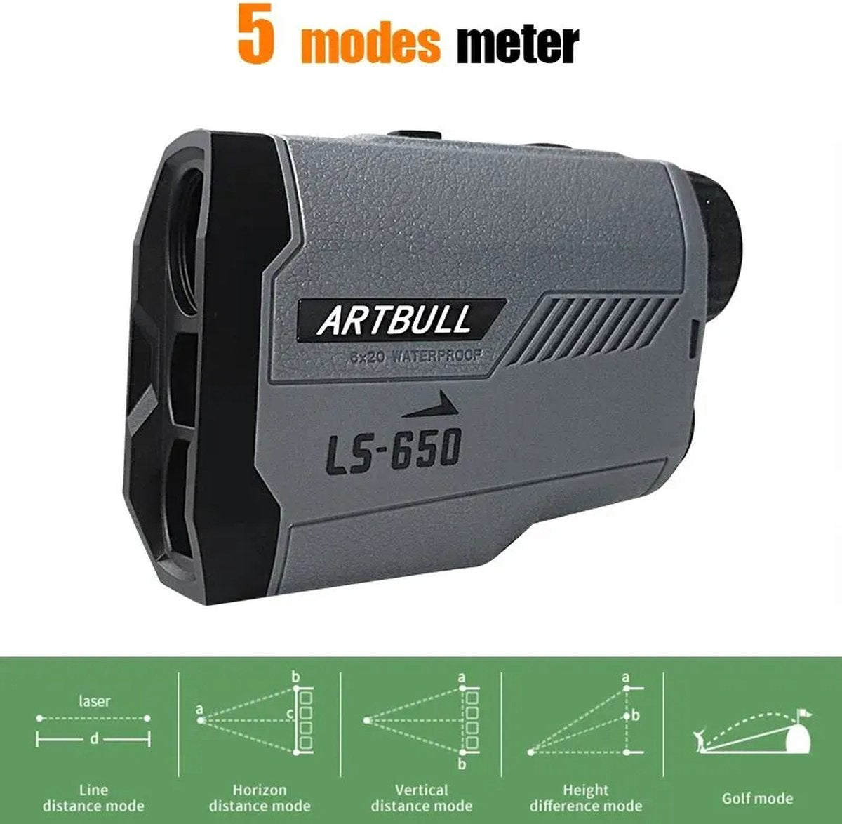 Afstandsmeter Golf - Laser Afstandsmeter Golfpro - 650M - Golftrainingsmateriaal - Golf Accessoires - vlag-lock - meerdere modi mogelijk