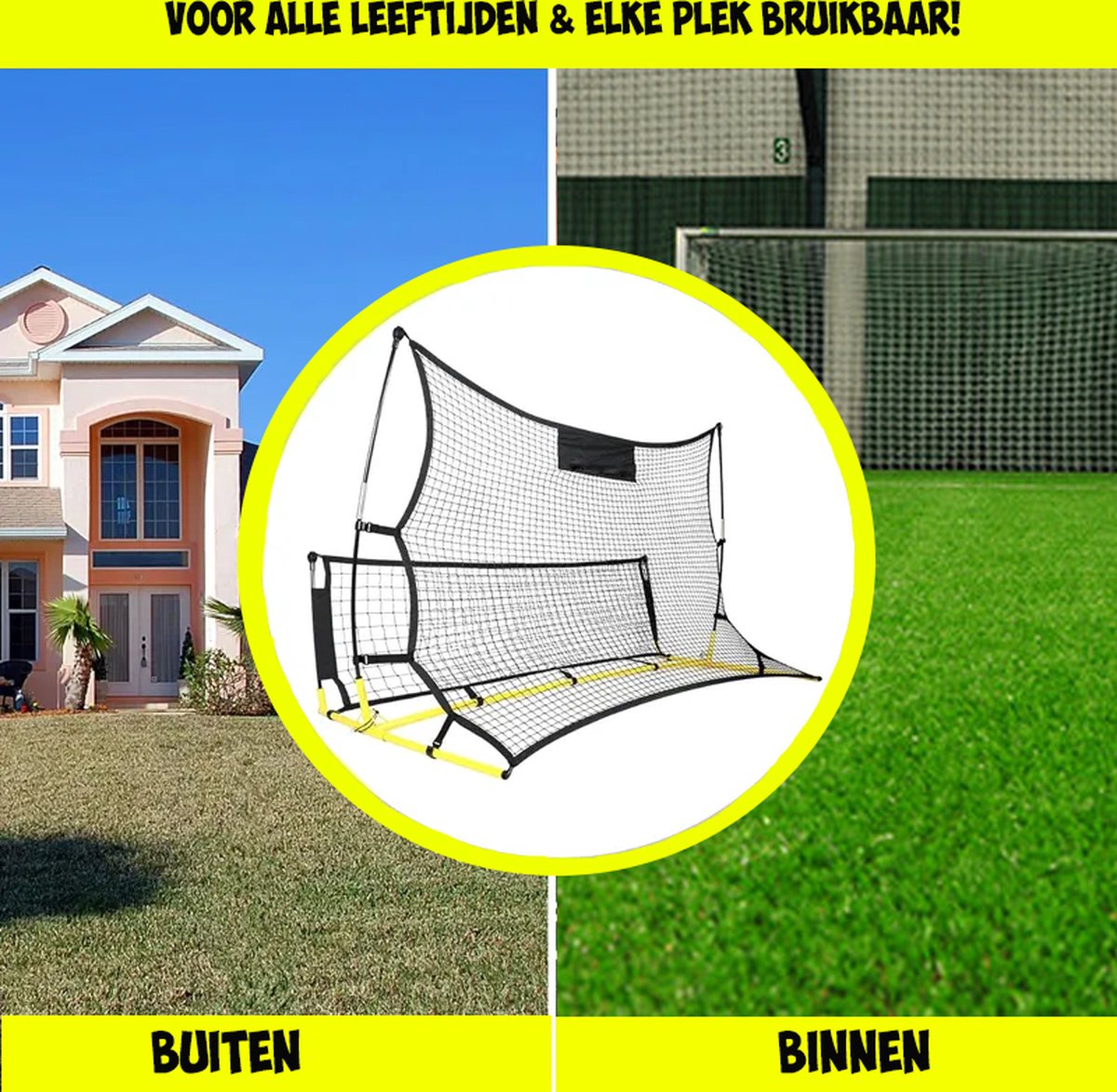 Football Rebounder - INCL. CARRY BAG - 2-in-1 Rebounder - Football Training Equipment - Kickback - Football Bouncer - Football Goal - Football Gear - Football