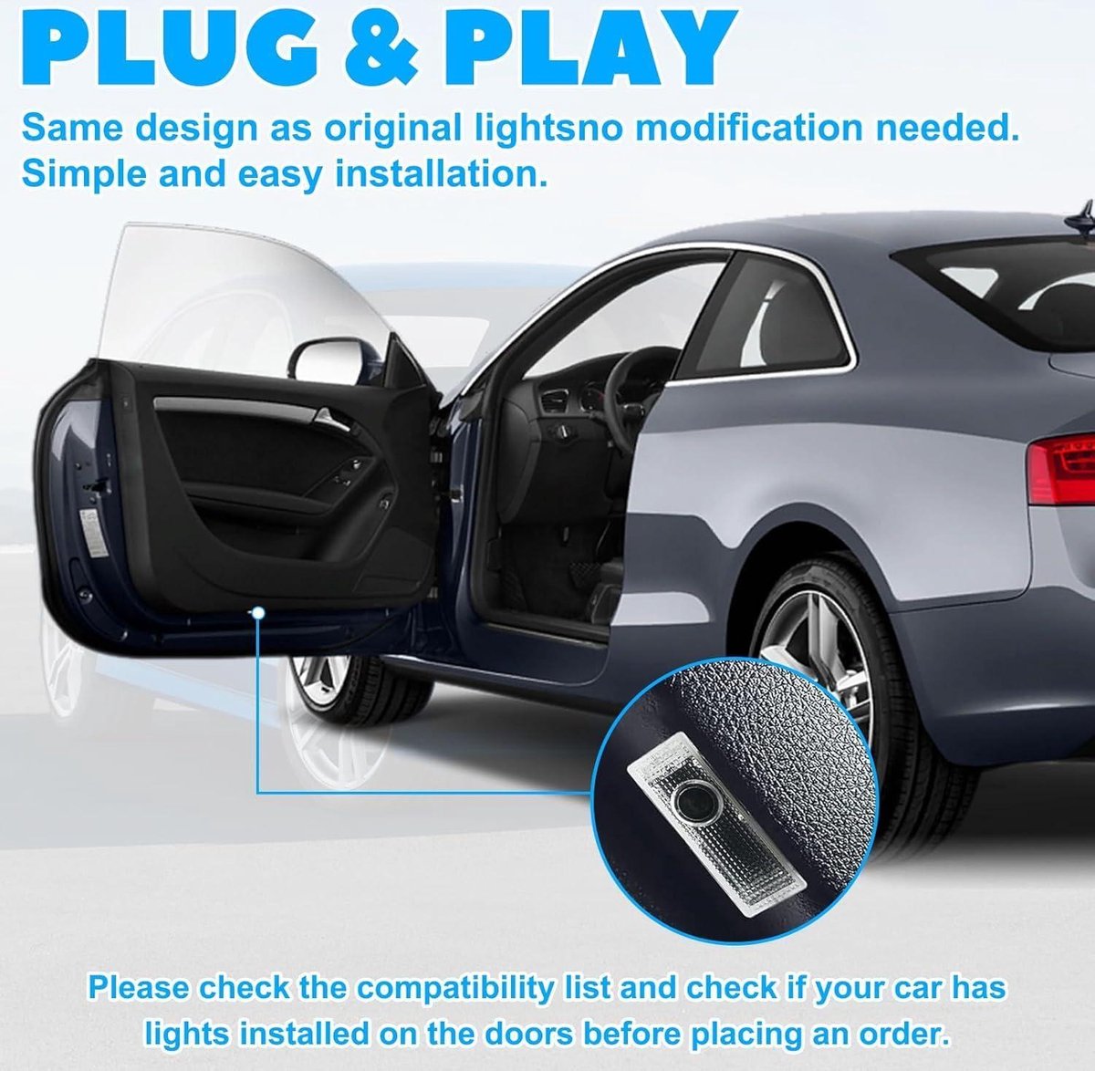 Autodeurverlichting logo-projector 4 stuks compatibel met Audi modellen A1-A8, Q2-Q8, TT, R8 - auto-accessoires met HD LED welkom projectorverlichting auto-accessoires