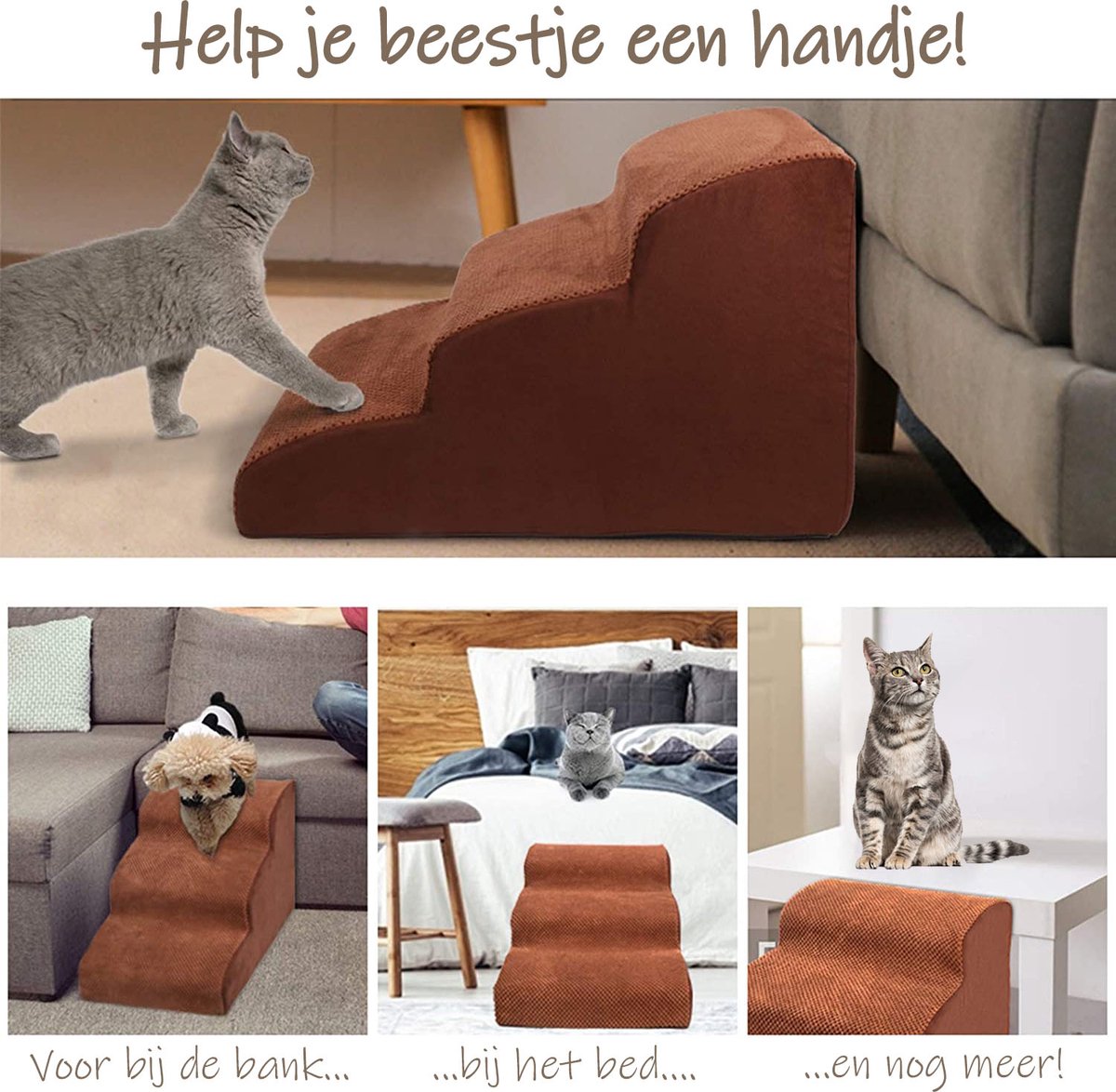 Dog stairs - 40 cm high - 3 Steps - Sturdy - Design - dog ramp - dog steps for dogs - dog step stool - dog gangway