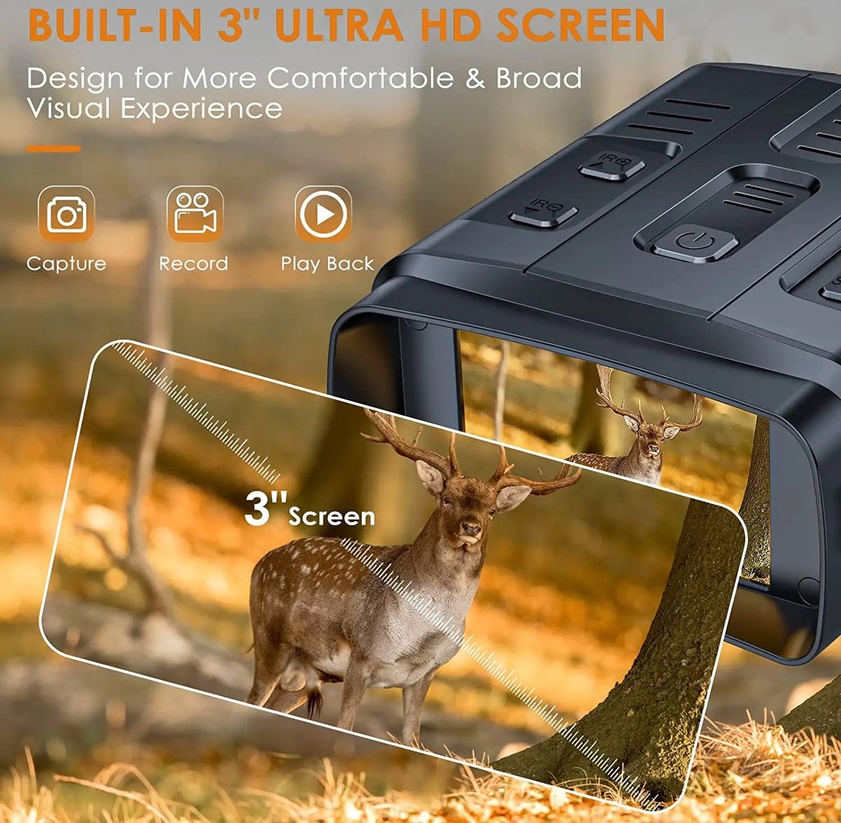 ProductPlein - Nachtkijker 4K - Verrekijker - Nachtkijker met Infrarood - Nightvision - 800m Nachtzicht - Verrekijker met Nachtzicht - Incl. 64GB SD kaart, Opbergtas - Zwart