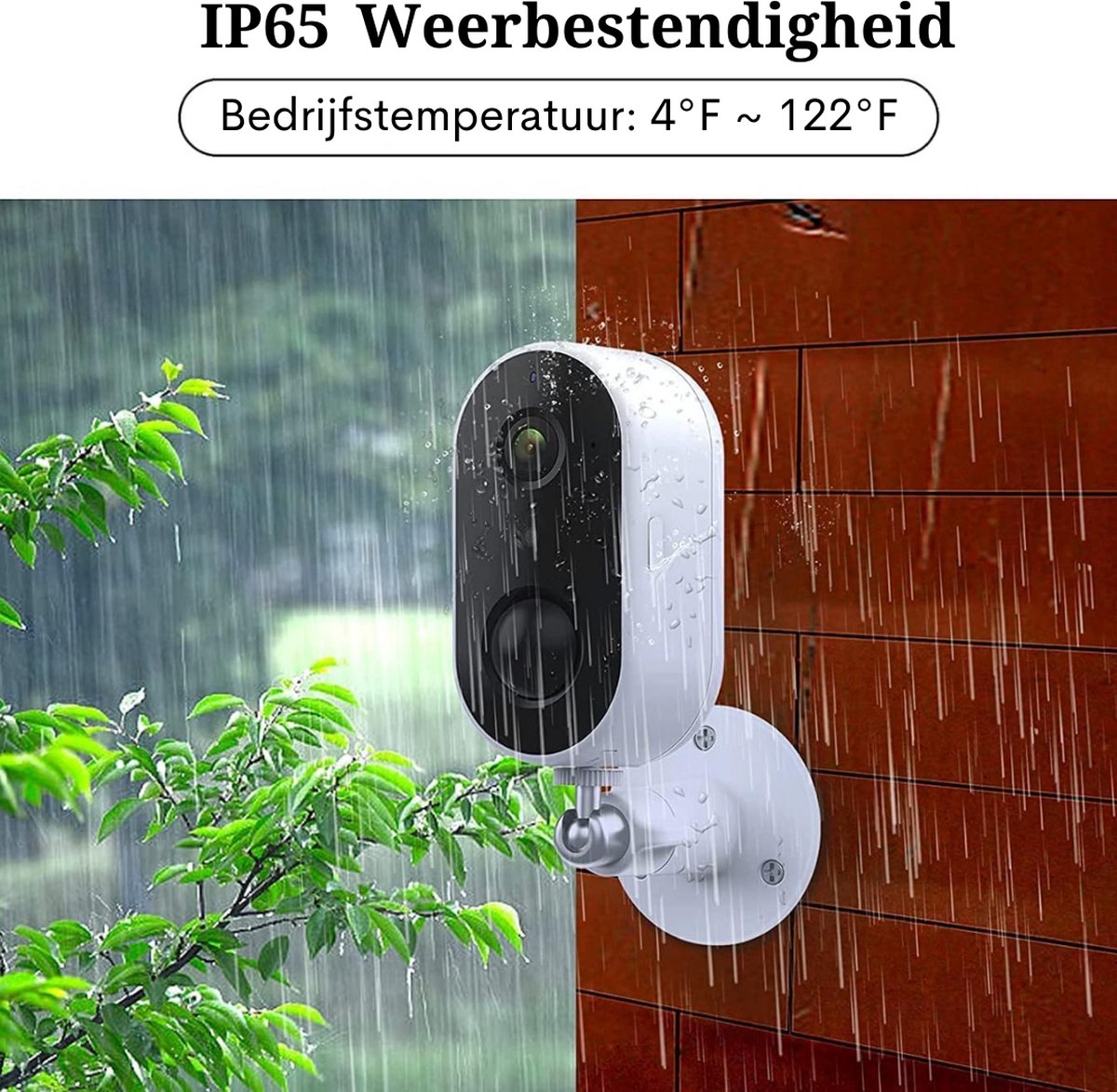 Buitencamera - Draadloze bewakingscamera voor buiten Batterij 2.4 GHz WLAN-camera Bewaking buiten Beveiligingscamera IP65 waterdicht 2-weg audio compatibel met Alexa, Google, 1 stuk