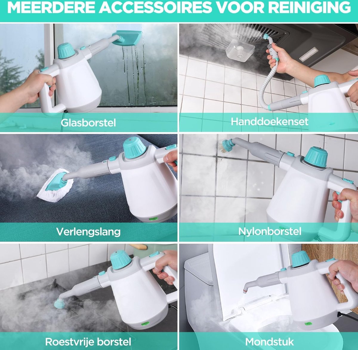 Stoomreiniger Zetel - Zetelreiniger met 8 gratis opzetstukken - Bankreiniger geschikt voor meubels - Textielreiniger - Autobekleding - Bankreiniger - Tapijt