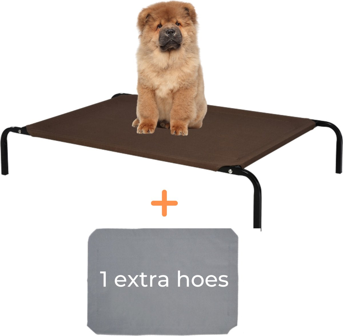 Dog bed - Dog stretcher - Dog recliner - Includes 2 cover sheets - XL - 110x68cm - Grey and Coffee