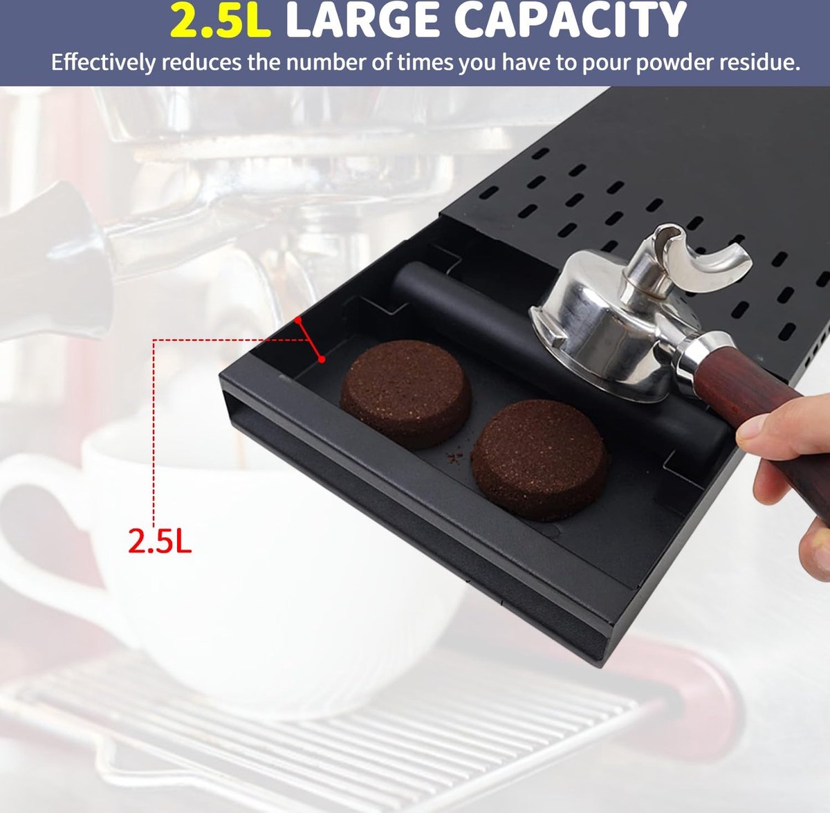 Coffee Knock Box Stainless Steel with Removable Drawer - For Home and Office