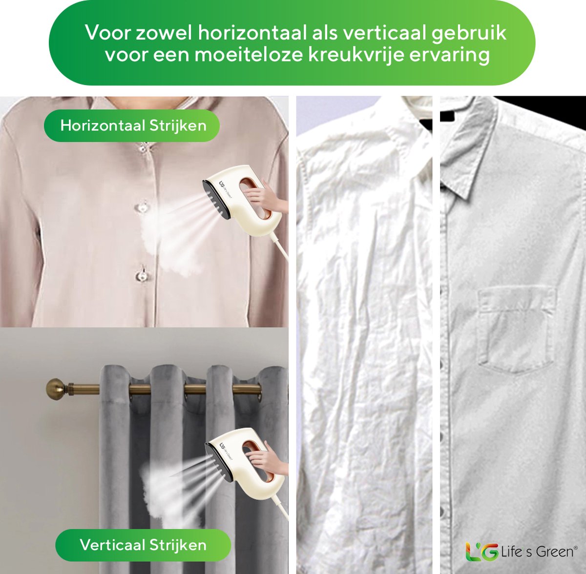 Life's Green® Garment Steamer - With Hand Steamer - Steam Iron - Garment Steamer