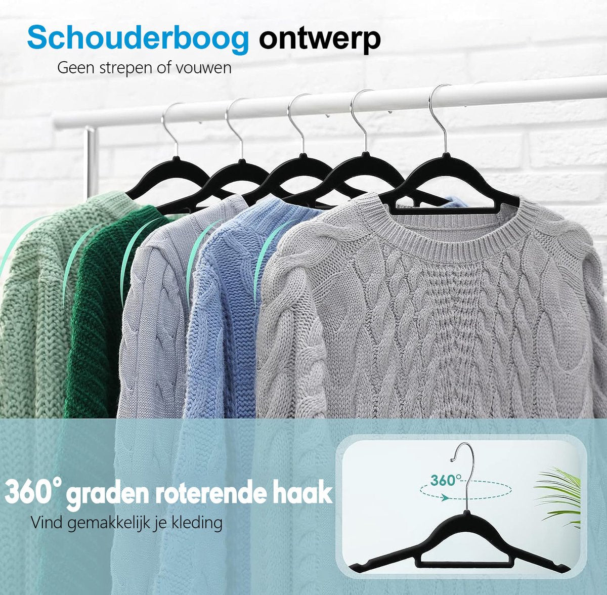 Life's Green® Fluwelen Kleerhangers - 30 Stuks - Kledinghangers - Anti-slip - Velvet - Zwart