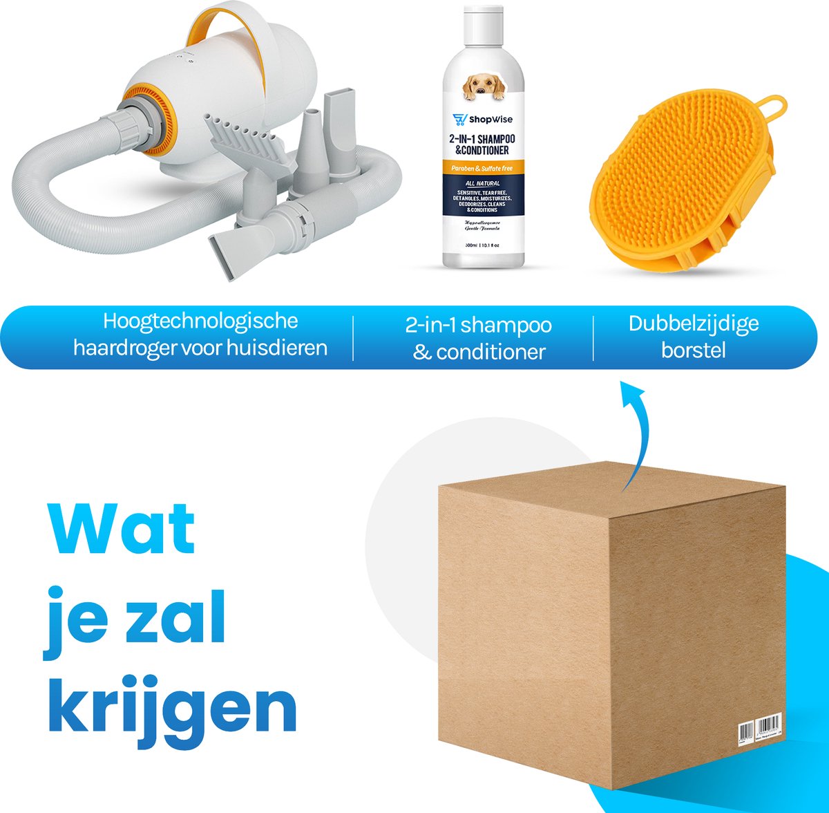 Dog Dryer - Blow and Suction Function - NEW Design - Quiet Design - Pet Dryer for Dogs and Cats - Animal Dryer - Silent Motor - Silencer - 2024 Model - Pet Grooming Set