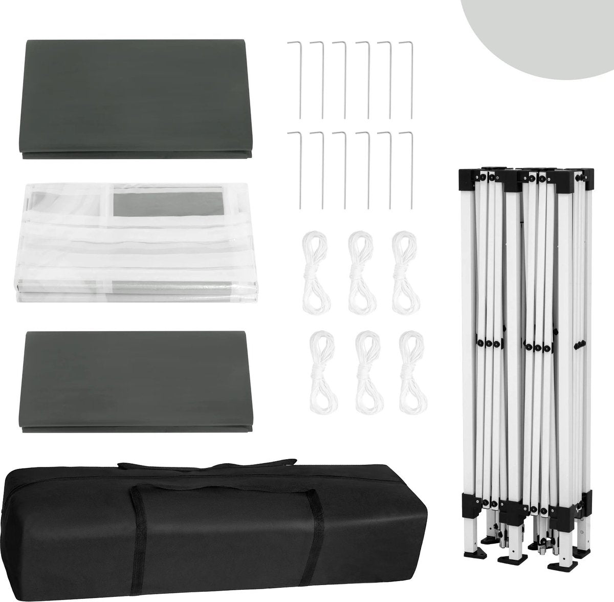 vanBoni - Partytenten - Partytent opvouwbaar - Partytent easy up met zijwanden - Waterdicht en Weersbestendig - 3x6 m - Grijs