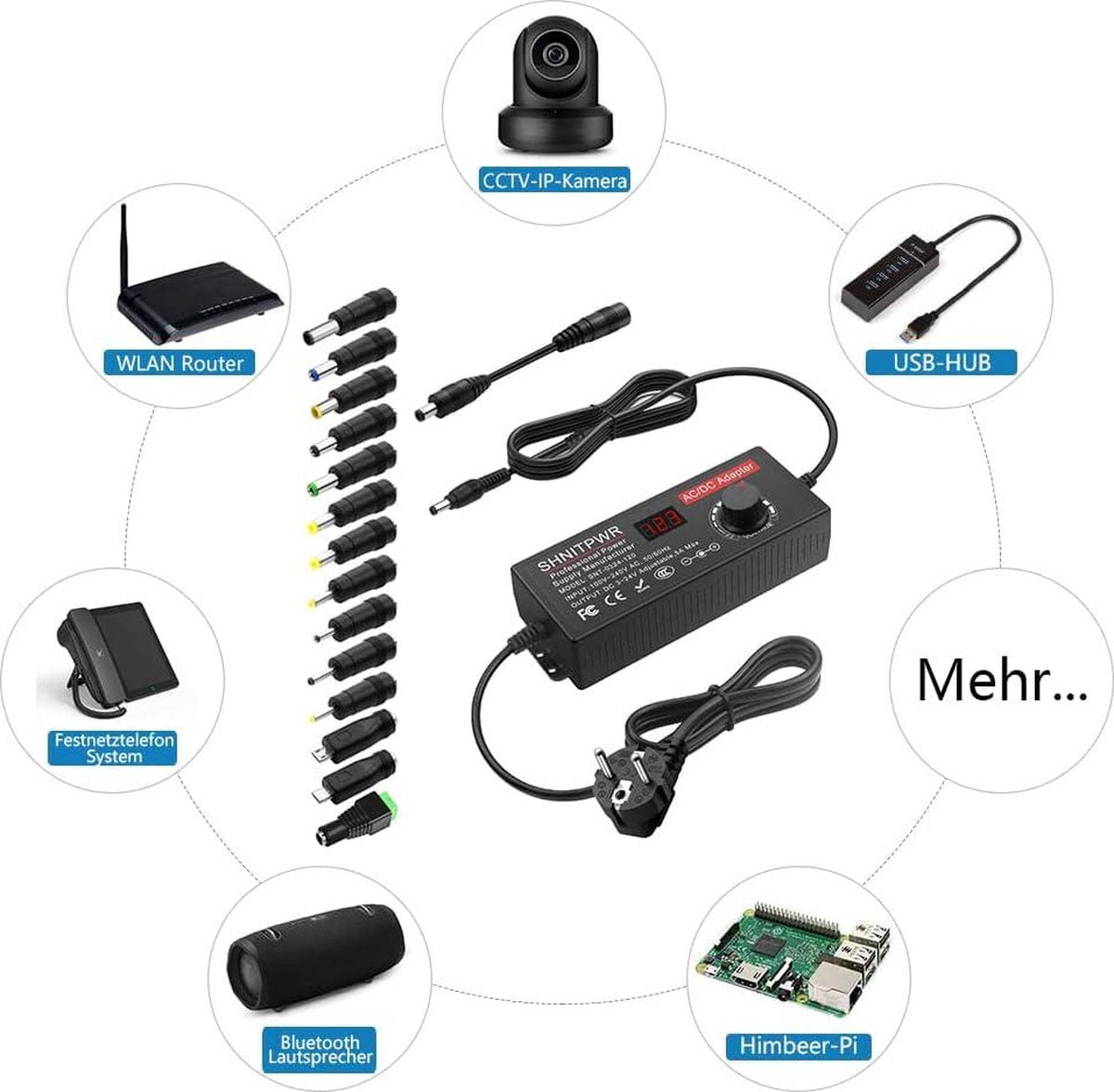 Universal Power Supply 3 V ~ 24 V 120 W 5 A - Switching Adapter with Adapter Plug - Electronic Devices Photo Frame Baby Monitor Camera LED Strips - 5000 mA max