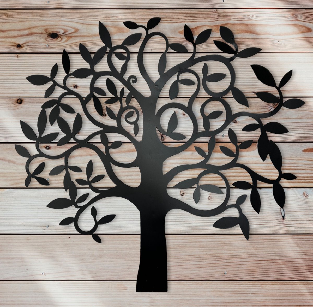 Wanddecoratie Metalen boom - Zwart - 73 cm breed x 70 cm hoog