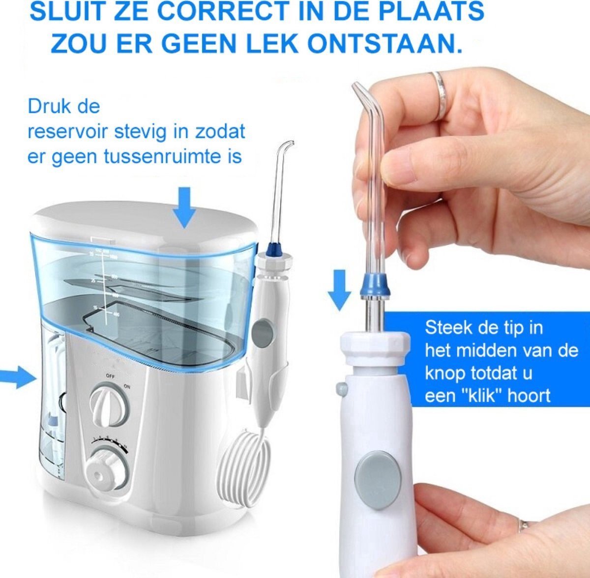 Waterflosser - Elektrische Monddouche - Tandsteen- en Tandplakverwijderaar - Inclusief Opzetstukjes