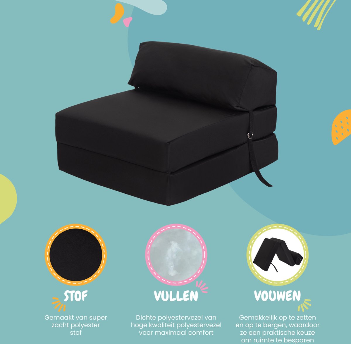 Folding Mattress - Chair Bed - Folding Mattress for Children - Folding Guest Mattress - Camping Mattress - Folding Guest Bed 1 Person