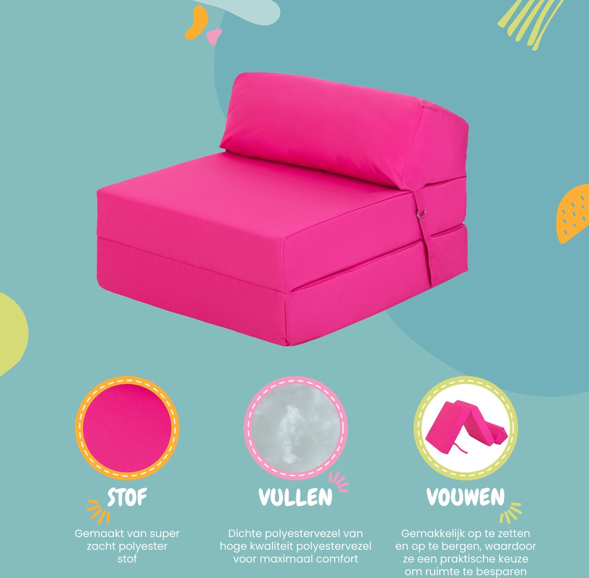 Folding Matras - Slaapbank - Opvouwbare matras voor kinderen - Logeermatras Opvouwbaar - Camping Matras - Opvouwbaar Logeerbed 1 Persoons
