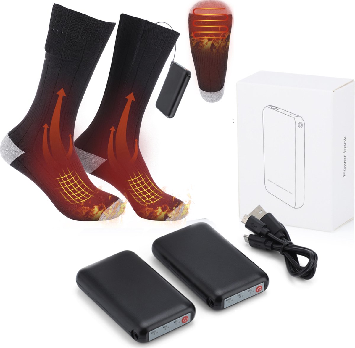 ✅Heated Socks - Electric Socks - Rechargeable Battery Included - Unisex - 3 Different Settings - Hiking - Skiing - Cycling - Camping - Fishing - Heated Underwear✅