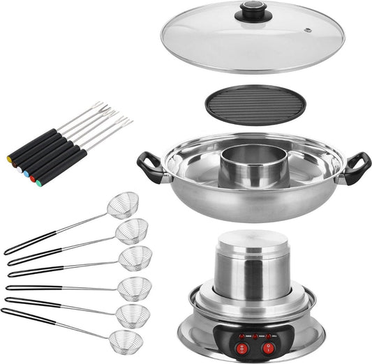 Equivera Hot Pot - Fondueset - Elektrische Fonduepan - Oosterse Fondue - Grill - Meerdere Personen