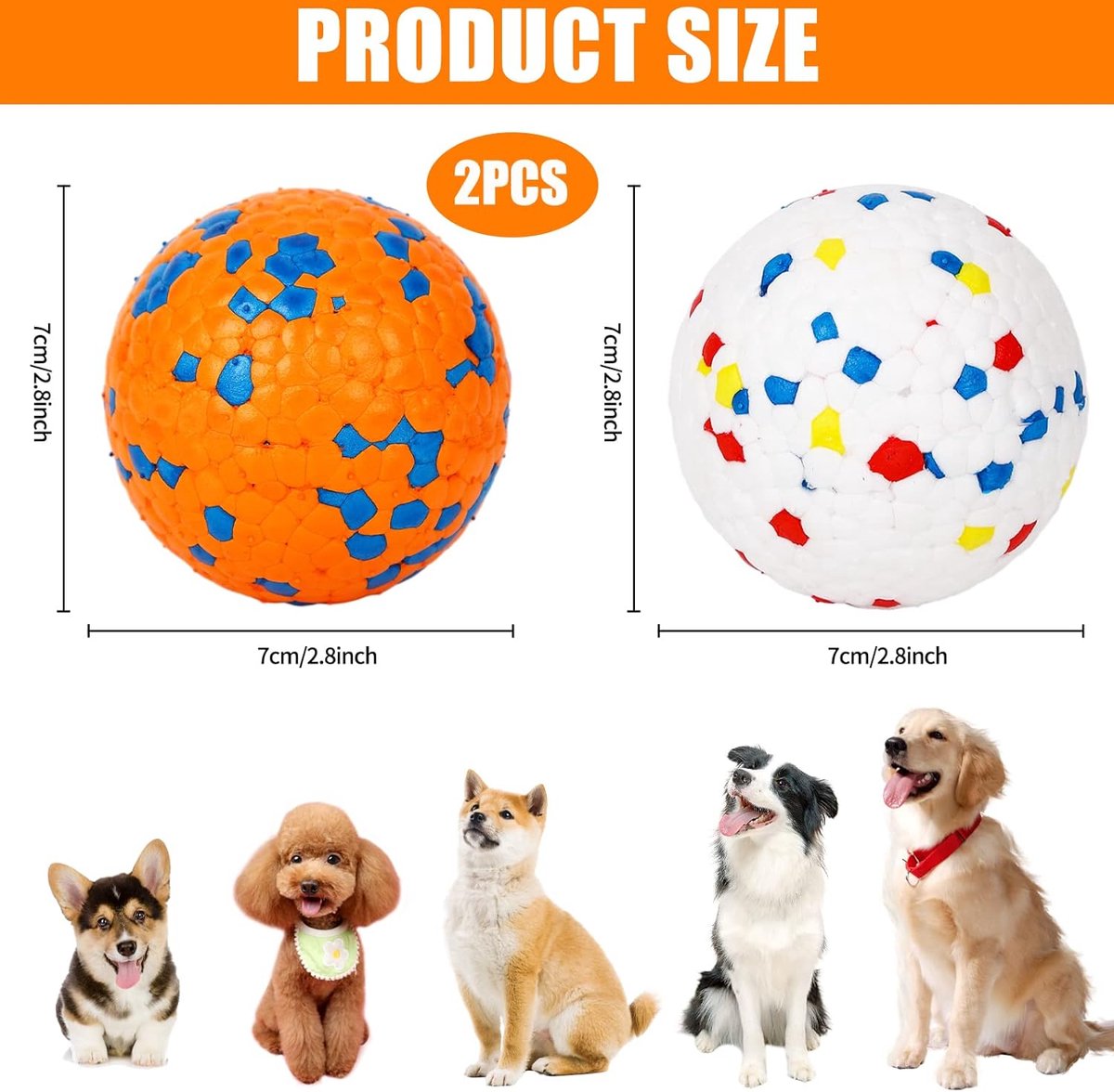 Dog Ball Dog Toy Ball Indestructible Dog Toy Ball Interactive Dog Balls Dog Water Play Ball Stretchy Dog Balls for Small, Medium and Large Dogs (7 cm) (Two)