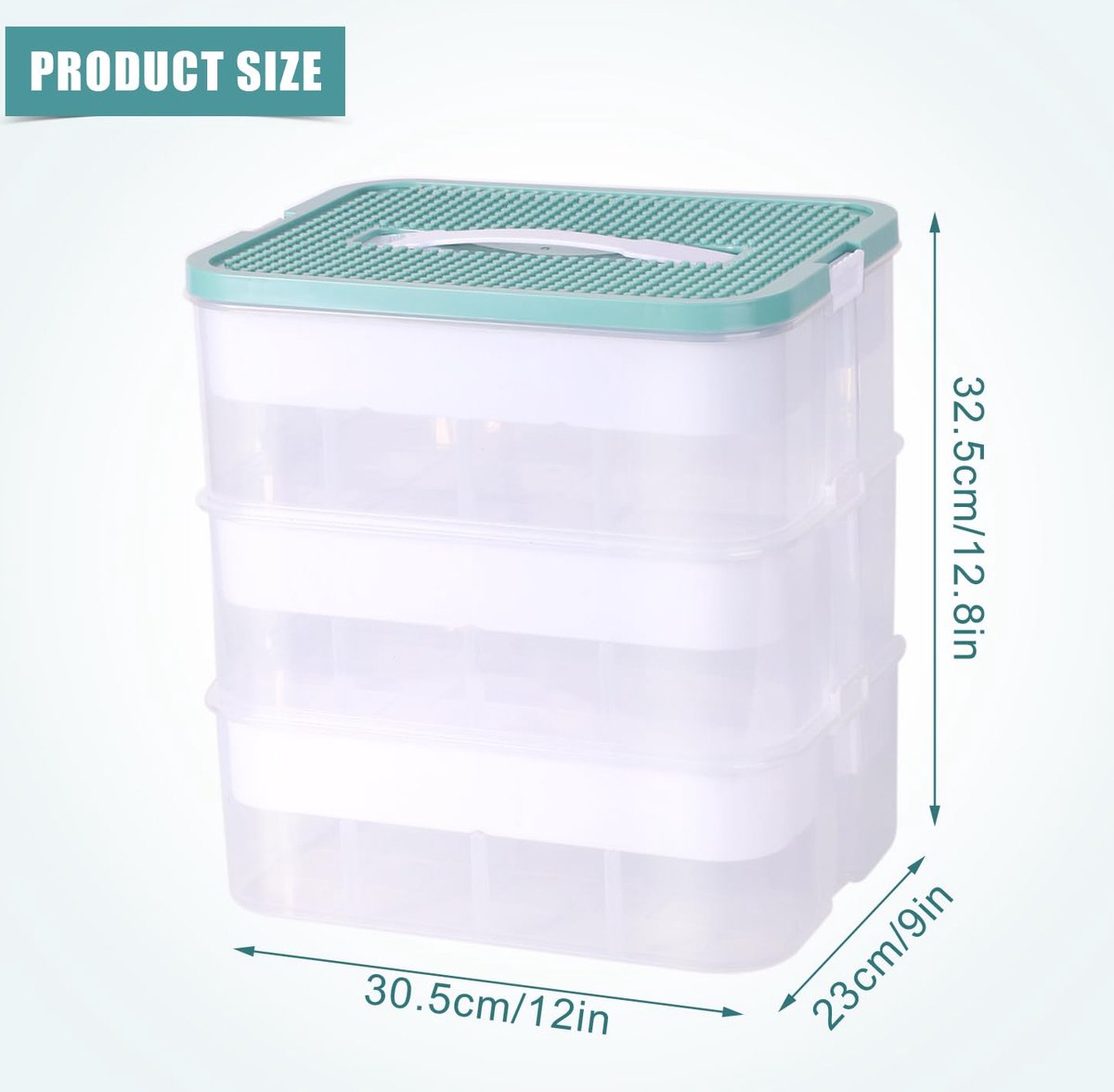 Opbergdoos voor speelgoed, organizer voor Lego, 3-laags, stapelbaar, bouwstenen-container, onderverdeeld, baksteen, puzzel-sorteerder, speelgoedsorteerdoos, opbergcontainer (olijfgroen)