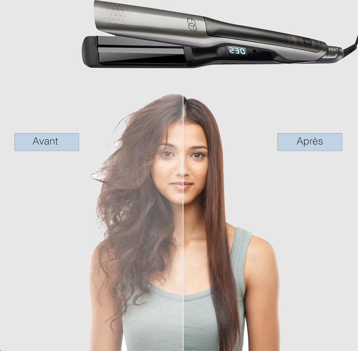 Steam Hair Straightener and Curler - Steampod Pro Platinum Edition - 10 Temperature Settings - Wide Plates