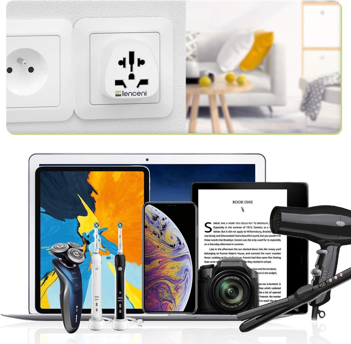 Universele Adapter Reisadapter Wereldwijd - NL/EU/DE AC-paneel - Type A/B/G/I/J VK - Engels Engeland/Amerika/CN/Australië/JP/Italië/Zwitserland - Nederland - Universeelste Stekkeradapter