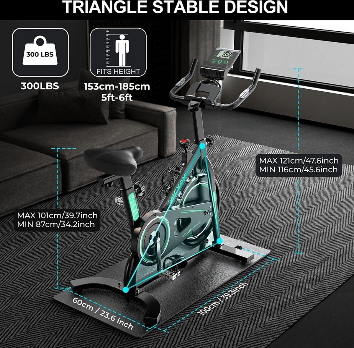 cardio bike - Spinning bike - Hometrainer met tablethouder - Fitness fiets met display - Verstelbare weerstand - Makkelijk verplaatsbaar