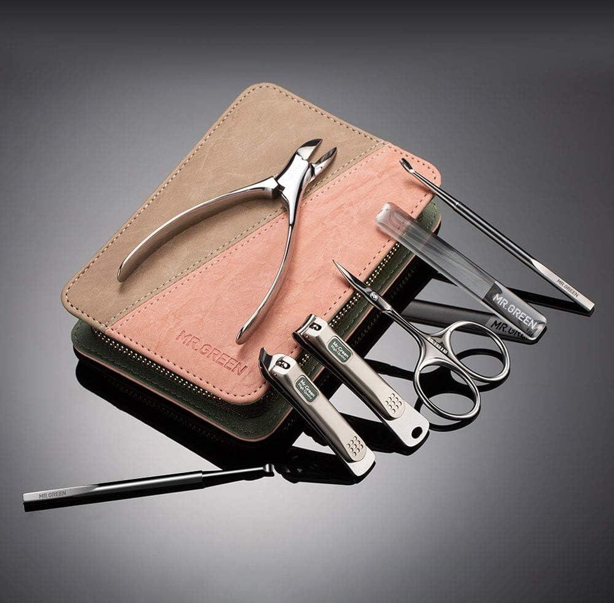Manicure set - Manicureset nagelknipper set 7-in-1 professionele manicure pedicure roestvrij staal verzorgingsset met lederen etui draagbare reisnagelknipper voor mannen en vrouwen